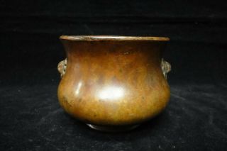 Rare Vintage Chinese Bronze Incense Burner Foo Dog Heads Censer 