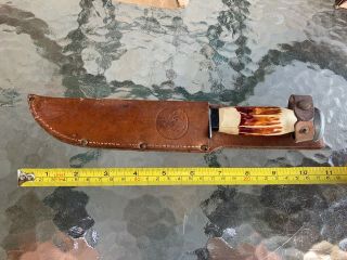 Edge Mark Hunting Bowie Knife With Leather Sheath