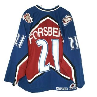 Ccm Forsberg Colorado Avalanche Hockey Jersey Embroided Vintage Large Nhl