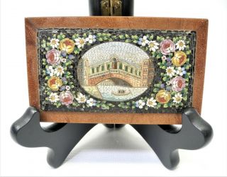 Very Fine Antique Micro Mosaic Venice Italy Scenic Paperweight Plaque