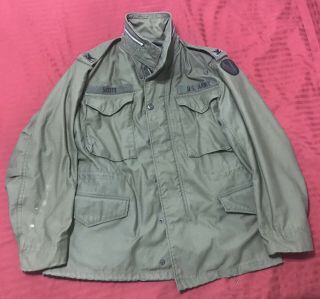 Vintage Vietnam Era M - 65 Field Jacket Small Short Green Name And Rank Badges