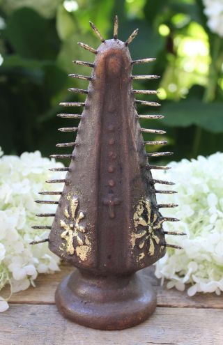 Modern Virgin Of Guadalupe Gold Leaf Ceramic By Rafael Pineda Mexican Folk Art