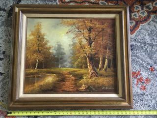Large Vintage Large Oil On Canvas Landscape/painted & Signed By A.  Gene 32x28