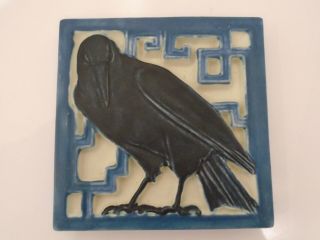 Antique Rookwood American Art Pottery Rook Raven Lattice Crow Tile Bird Trivet