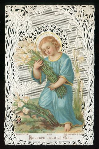 Antique Lace Holy Card Of Jesus " Harvest For The Sky "