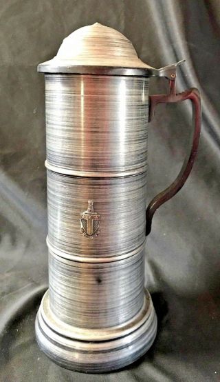 Vintage Glass Bottom Aluminum Beer Mug Stein W/ Lid 11 " (a031)
