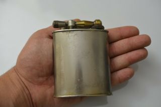 Vintage Antique French Bronze Silver Plated Large Lift Arm Petrol Table Lighter