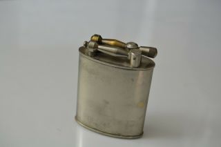 Vintage Antique French Bronze Silver Plated Large Lift Arm Petrol Table Lighter 2