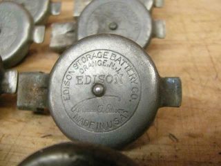12 Antique Vintage Thomas Edison Nickel Iron Akaline Storage Battery Cap Lid Top 3