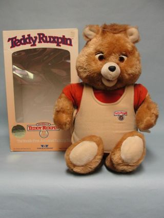 Vintage Teddy Ruxpin W/ Box 1985 Worlds Of Wonder Very