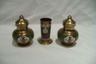 Vintage Indian Brass Incense Stick Burner Set.