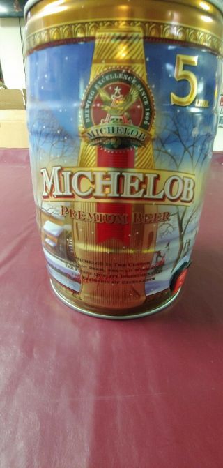 1998 Michelob Premium Beer 5 Liter Holiday Mini Keg Winter Scene
