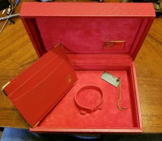 Vtg Rolex Red Leather Box 60.  00.  02 Ladies Oyster With Card Holder Wallet Estate