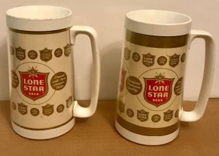 2 Lone Star Vintage Beer Mug Steins Thermo Serv Bar Mancave Advertising Gift