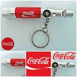 Coca Cola Flashlight Whistle Compass Key Chain Red Coke Light Key Chain