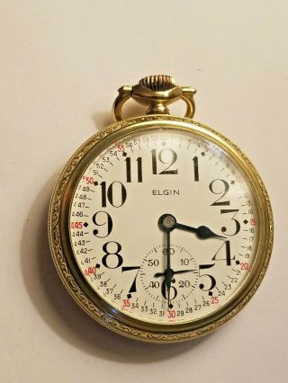 Antique 1921 Elgin B W Raymond 19 Jewels 14k Gold Filled Pocket Watch