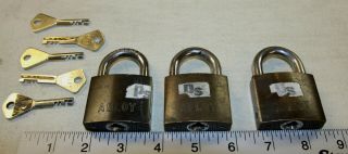 3 X Abloy 3045 Padlocks W/ 5 Keys - High Security - Made In Finland