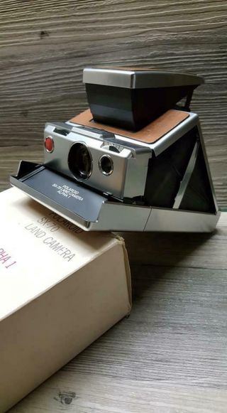 Vtg Polaroid Sx - 70 Land Camera Alpha One Tan With Box Folding Instant