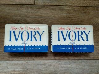 2 Vintage Ivory Large Size Twin Cake Bar Soap
