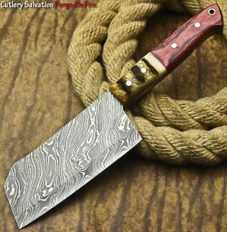 Cutlery Salvation Custom Handmade Damascus Full Tang Chopper Knife | Ga - 6477