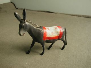 Vintage Celluloid Donkey W/ Blanket Figurine - Grey - Tctma - 5 1/2 " L - Sb