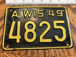 1949 A,  Wisconsin Motorcycle License Plate Vintage 4825