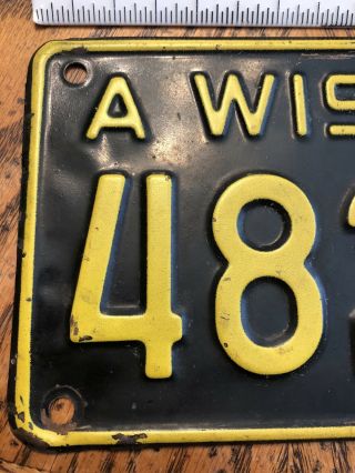 1949 A,  Wisconsin Motorcycle License Plate Vintage 4825 2