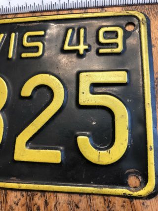 1949 A,  Wisconsin Motorcycle License Plate Vintage 4825 3
