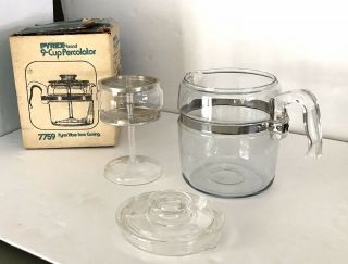 Vintage Pyrex Ware From Corning 9 Cup 7759 Percolator Coffee Tea Brew