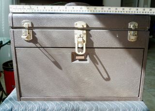 Vintage Kennedy Kit Machinist Chest 7 Drawer,  Key,  Cover,  Leather Handle,  Felt