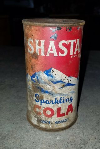 Vintage Rusty Shasta Sparkling Cola Flat Top Can Empty