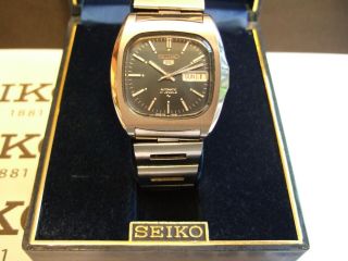 Vintage Seiko 5 Monaco 7019 - 5000 Automatic Date - Date Blue Dial Watch