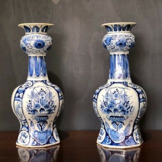 Large Dutch Delft Chinoiserie Vases,  Early 18th Century