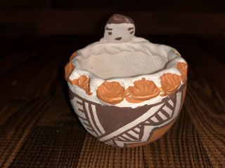 1960’s Acoma Pueblo Pottery Effigy Pot Signed Rose Leno Native American