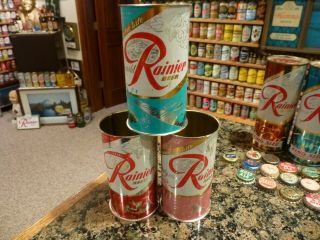 3 Rainier Jubilee Flat Top Beer Cans