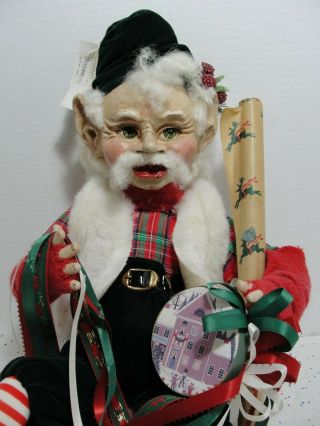 Vtg Christmas Elf Shelf Sitter Santa 