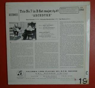 Oistrakh Trio/Archduke Columbia B/S SAX 2352 2