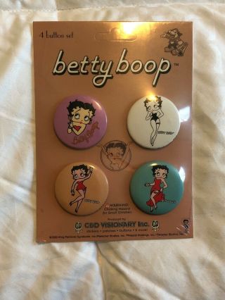 Set Of 4 Betty Boop Buttons Pins