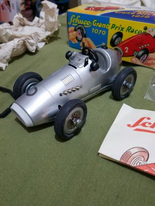 Vintage Schuco Grand Prix Racer Car 1070 Tin Metal German Wind - Up Toy NIB 3
