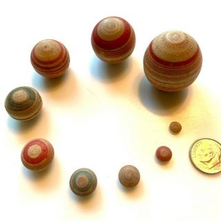 Antique Tiny/miniature Hand Made Wood Nesting Eggs Toys