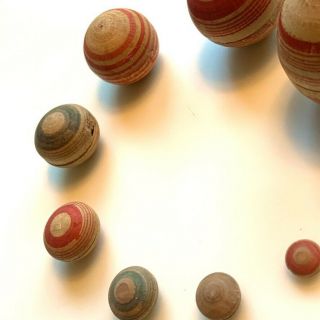 Antique Tiny/Miniature Hand Made Wood Nesting Eggs Toys 2