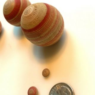 Antique Tiny/Miniature Hand Made Wood Nesting Eggs Toys 3