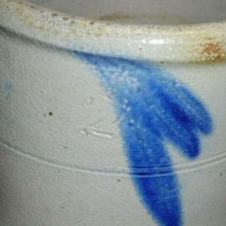 Antique Blue Decorated Stoneware 2 Gallon Pitcher - 13 1/4 