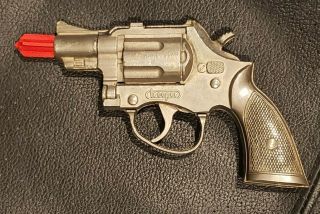 Vintage 1950s Hubley Trooper Nickel Plated Diecast Cap Gun Snub Revolver