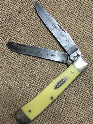 Case Xx 3254 Cv “2008” 2 Blade Yellow Trapper 4 1/8” Long Closed 3 1/4” Blades