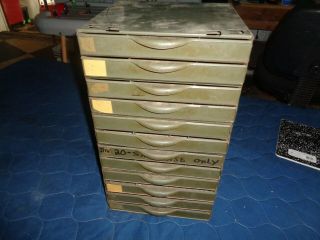 Vintage Equipto 12 Drawer Parts Cabinet Steel Unit