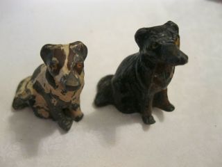 Antique Vintage Rare Cast Iron Dogs German Shepard ? Spaniel ? Toys Dogs 2 In.