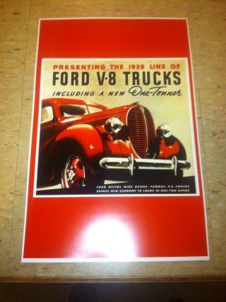 Vintage 1938 Ford Truck Advertisement Poster Man Cave Gift Art Decor Z818