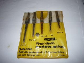 Vtg.  Stanley “screw - Mate” Set No.  1524s / 3 - In - One Drill Countersink Counterbore
