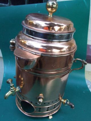 Antique Victorian Copper - Brass Water Tea Urn Gas Boiler 1900 